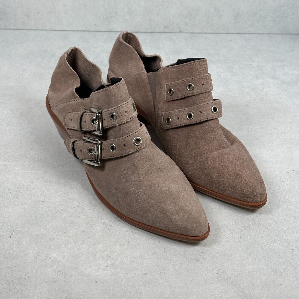 Rebecca Minkoff Booties Womens 8M Brown Tan Leather Austen Buckle Harness Moto